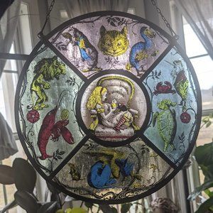 Vintage Alice In Wonderland Stained Glass